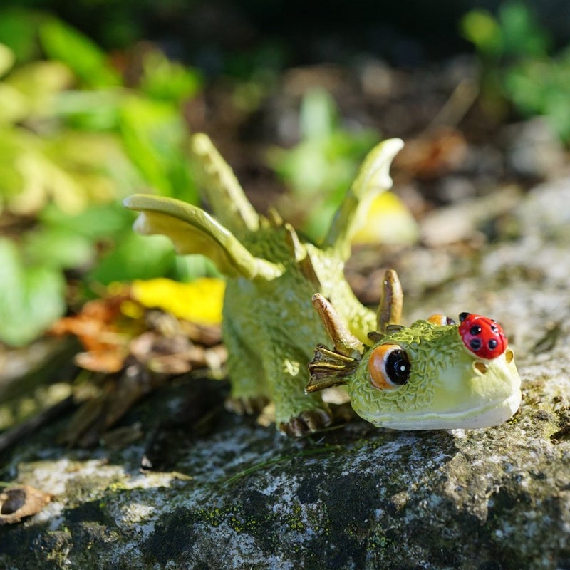 Top Collection 4414 Miniature Fairy Garden & Terrarium Mini Dragon Playing with Ladybug Statue, Small - Image 3